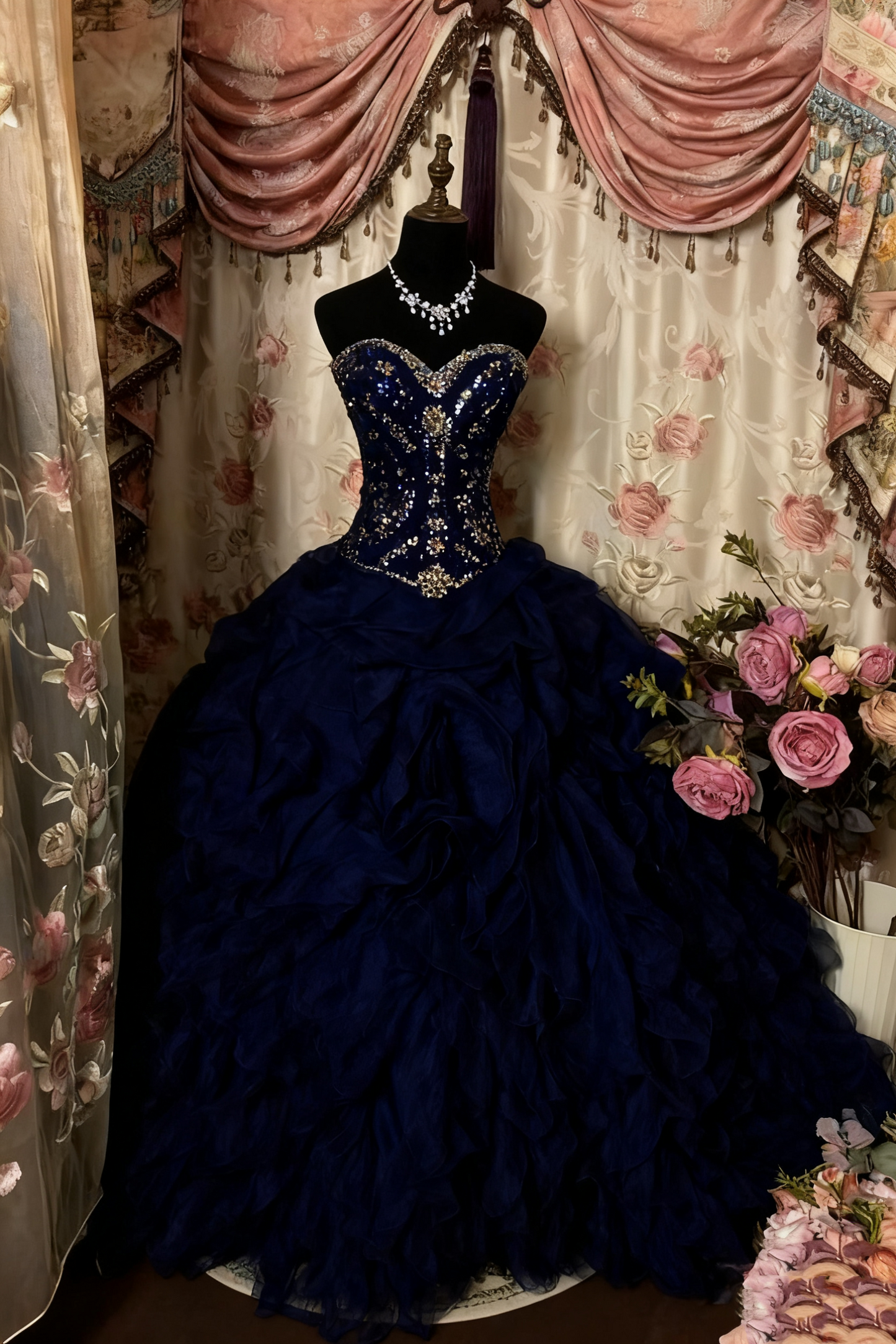 Robe de bal vintage longue sans bretelles, coupe trapèze, fg8042