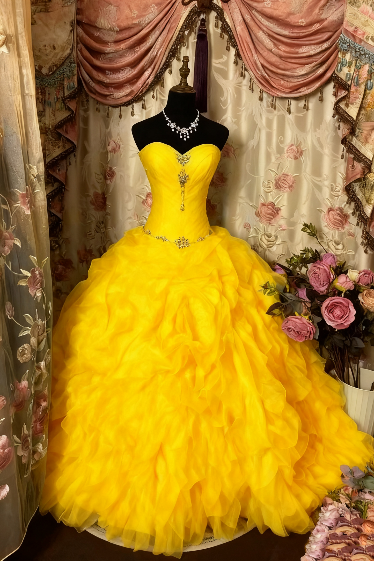 Robe de bal vintage longue sans bretelles, coupe trapèze, fg8042