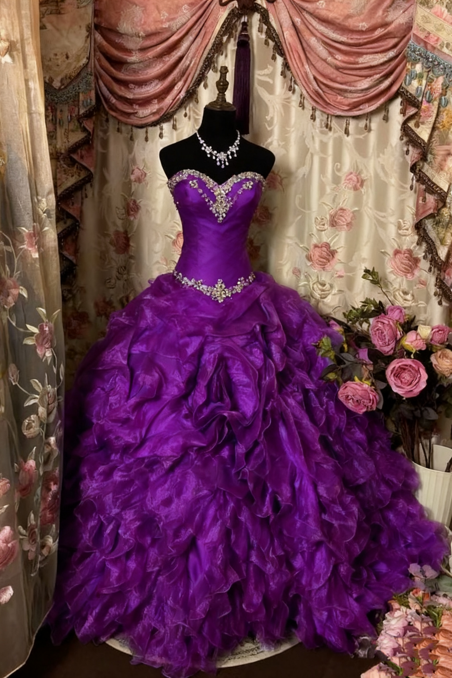 Robe de bal vintage longue sans bretelles, coupe trapèze, fg8042