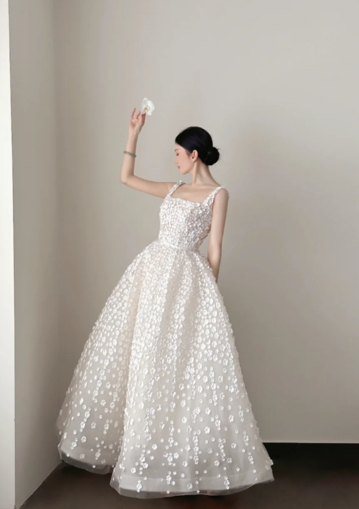 A-Linien-Ballkleid mit Blumen, süßes Partykleid zum 16. Geburtstag, fg8212