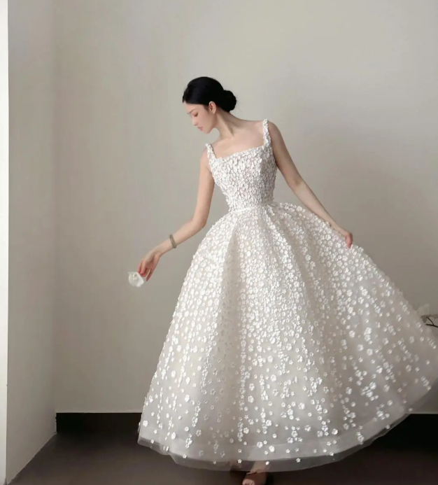 A-Linien-Ballkleid mit Blumen, süßes Partykleid zum 16. Geburtstag, fg8212