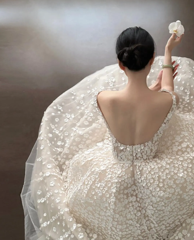 A-Linien-Ballkleid mit Blumen, süßes Partykleid zum 16. Geburtstag, fg8212