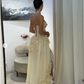 Gelbes A-Linien-Abendkleid mit herzförmigem Ausschnitt und Applikationen, lang, fg8222