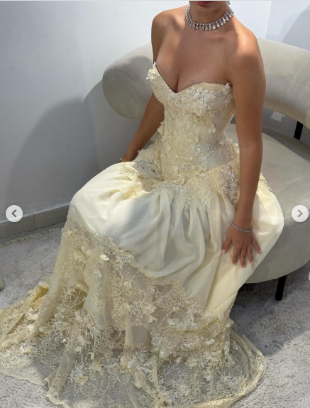 Gelbes A-Linien-Abendkleid mit herzförmigem Ausschnitt und Applikationen, lang, fg8222