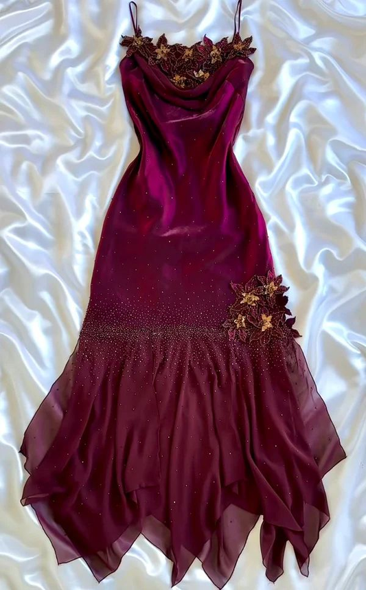 Purple Vintage Long Prom Dress Evening Dress With Flowers fg8231