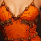 Perlenbesetztes orangefarbenes Vintage-Tüll-Ballkleid zum 21. Geburtstag, Outfit, Abendkleid fg8236