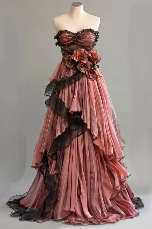 Sleeveless Long Prom Dress With Flowers Cute Evening Party Gowns fg8239