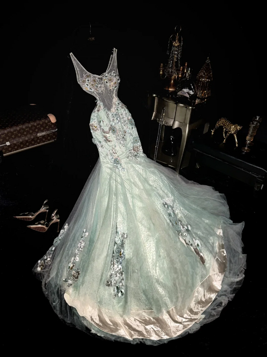 Sexy Mermaid Long Prom Dress Birthday Outfit Formal Graduated Dress fg8275