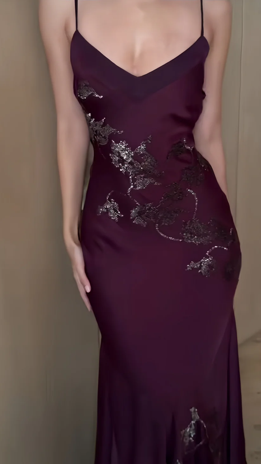 Elegant Purple Chiffon Sheath Long Evening Prom Dresses fg8286