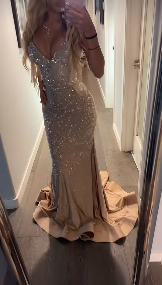 V Neck Mermaid Long Prom Dress Sexy Formal Party Dress Birthday Outfit fg8323