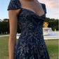 V Neck Tulle Beaded Prom Dress Classy Evening Dress Birthday Gown fg8386