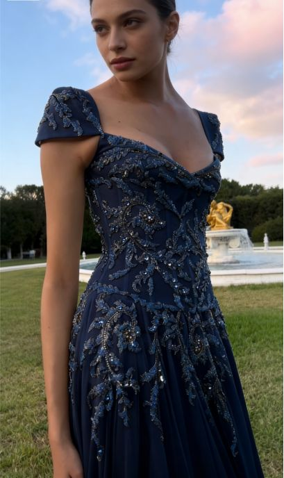 V Neck Tulle Beaded Prom Dress Classy Evening Dress Birthday Gown fg8386