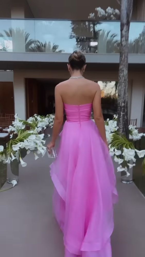 simple pink prom dress,modest evening dresses      fg1002