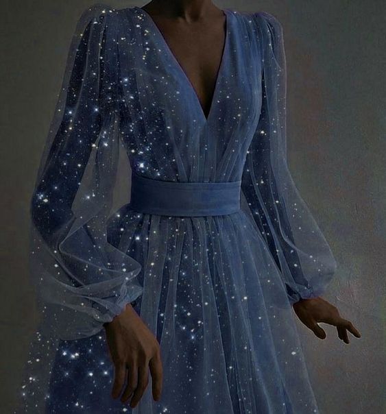 Sparkling Blue Deep V-neck Gown Prom Dress      fg2973