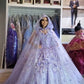 Lavender Princess Quinceanera Dress Ball Gown Lace Appliques Corset Sweet 15  Prom Dresses      fg2811
