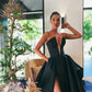 Gorgeous Ball Gown V Neck Split Black Prom Dresses with Pockets     fg3079