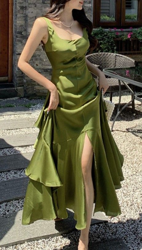 Charming Prom Dress Green Maxi Dress   fg2714