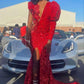 2023 Mermaid Long Red Prom Dresses Party Dress          fg3146