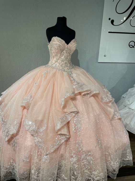 Blush Pink Princess Ball Gown Quinceańera Dress Sweet 16 Dress   fg1003