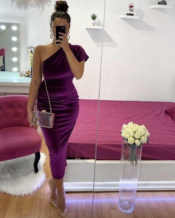 Simple purple long prom dress, evening dress     fg1361
