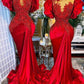 Mermaid Beaded Formal Evening Red Prom Dress     fg1852