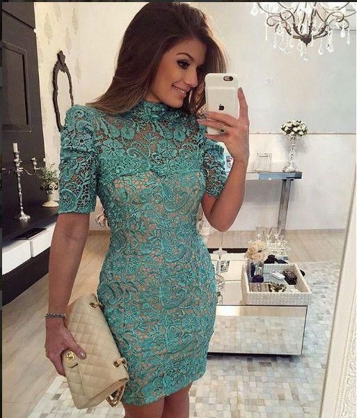 Women Lace Casual Short Dress Hollow Evening Coacktail Party Bodycon homcoming dress    fg1202