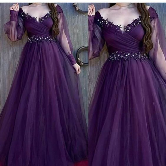 Purple Long Prom Dresses, Formal Evening Dresses    fg1741
