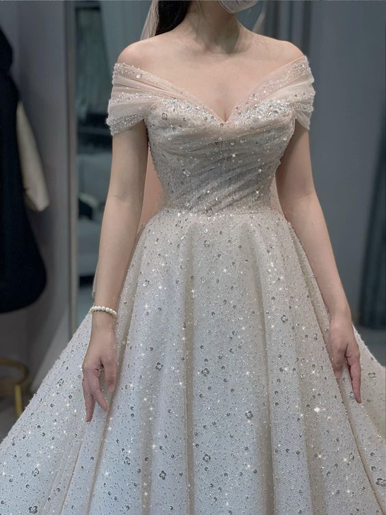 Charming Sequin Vintage Fashion Modest Wedding Dresses    fg2571
