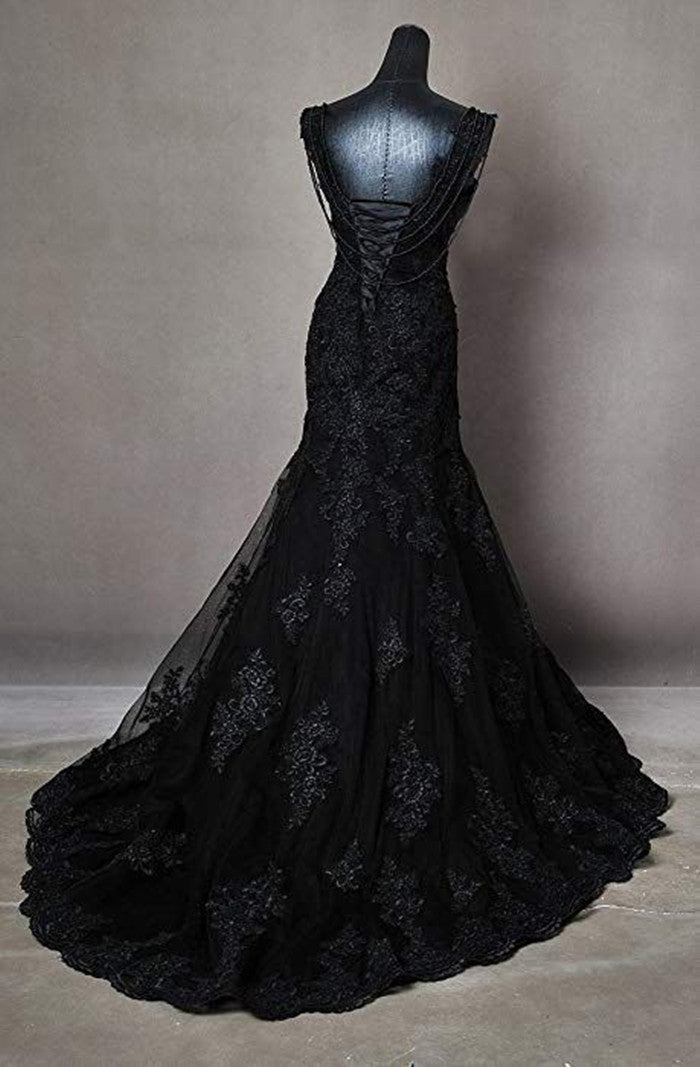 Black Wedding Dresses Modest Prom Dress   fg2552