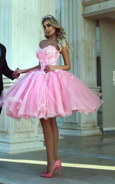 Short Prom Dresses, Pink Homecoming Dresses,  Formal Evening Dresses     fg2202