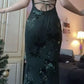 V Neck Green Prom Dresses Evening Gowns with Sequin Appliques     fg3230