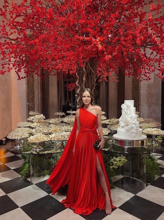 A Line Red Long Evening Prom Dresses    fg3213