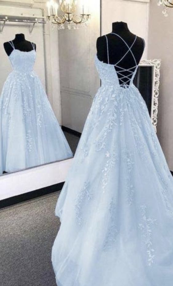 A-Line Light Blue Long Prom Dress Formal Evening Dresses       fg3277