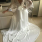 2023 Cheap A Line V Neck Lace Sleeves Back Bowknot Wedding Dresses      fg1956