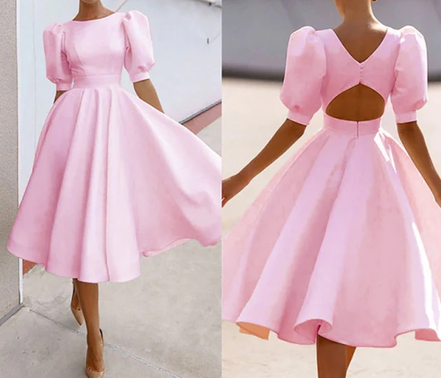 A Line Prom Dress, Pink Evening Dress    fg2596