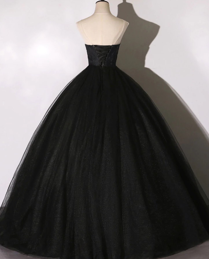 Black Long Prom Dresses, Black Lace Formal Evening Dress     fg1308