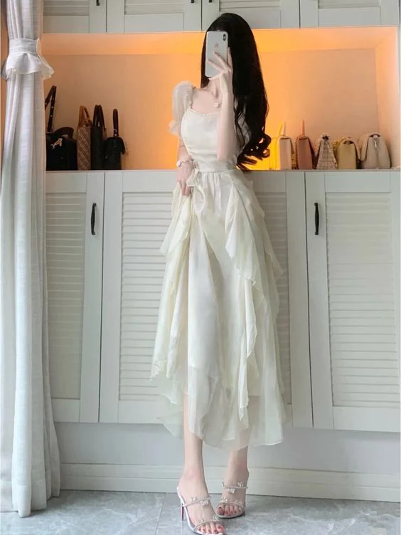 Charming Prom Dress Ivory Evening Dress   fg2742