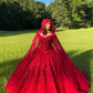 Red Prom Dress Ball Gown Quinceanera Dresses 3D Flowers Princess Corset Back Princess Prom Sweet 16 dress     fg1214