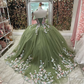 Off The Shoulder Tulle Ball Gown Sweet 16 Dress With Flowers   fg2051