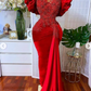 Mermaid Beaded Formal Evening Red Prom Dress     fg1852