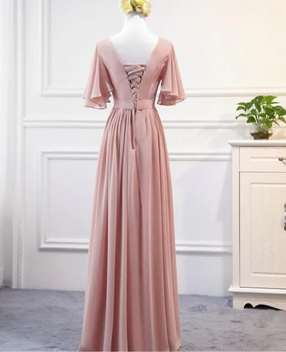 Pink Chiffon Bridesmaid Dresses ,Long Formal Gowns, Pink Party Dresses   fg2672