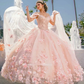 Handmade Flower Princess Ball Gown Quinceańera Dress With Cape Off The Shoulder Lace Vestido De 15 Anos Sweet 16 Dress   fg1001