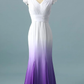 V neck Ombre Formal Prom Dress, A Line Wedding Dress Party Gown    fg1772
