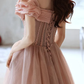 Handmade Retro Princess Off Shoulder Pink Prom Evening Dress    fg1036