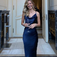 simple blue prom dress,modest evening dresses      fg1016