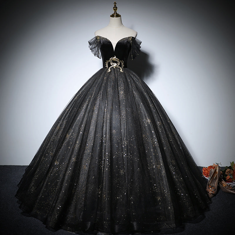 Black evening dress 2022 new dress long elegant prom dress      fg126