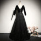evening dress new black long-sleeved velvet dress party dress prom dress      fg139