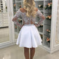 2022 Homecoming Dresses Scoop Long Sleeves A Line Satin With Applique And Pearls   fg16