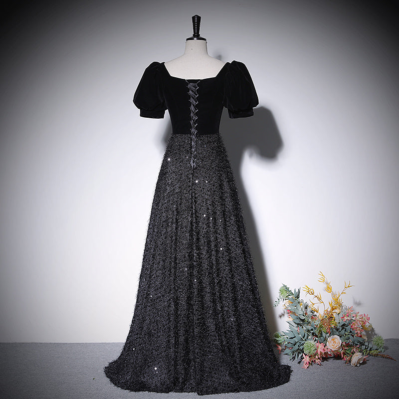 A line black evening dress new prom dress party gowns     fg214
