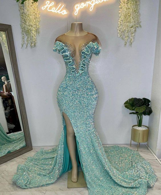 Sequin prom dres, vintage prom dresses, sparkly prom dresses     fg302